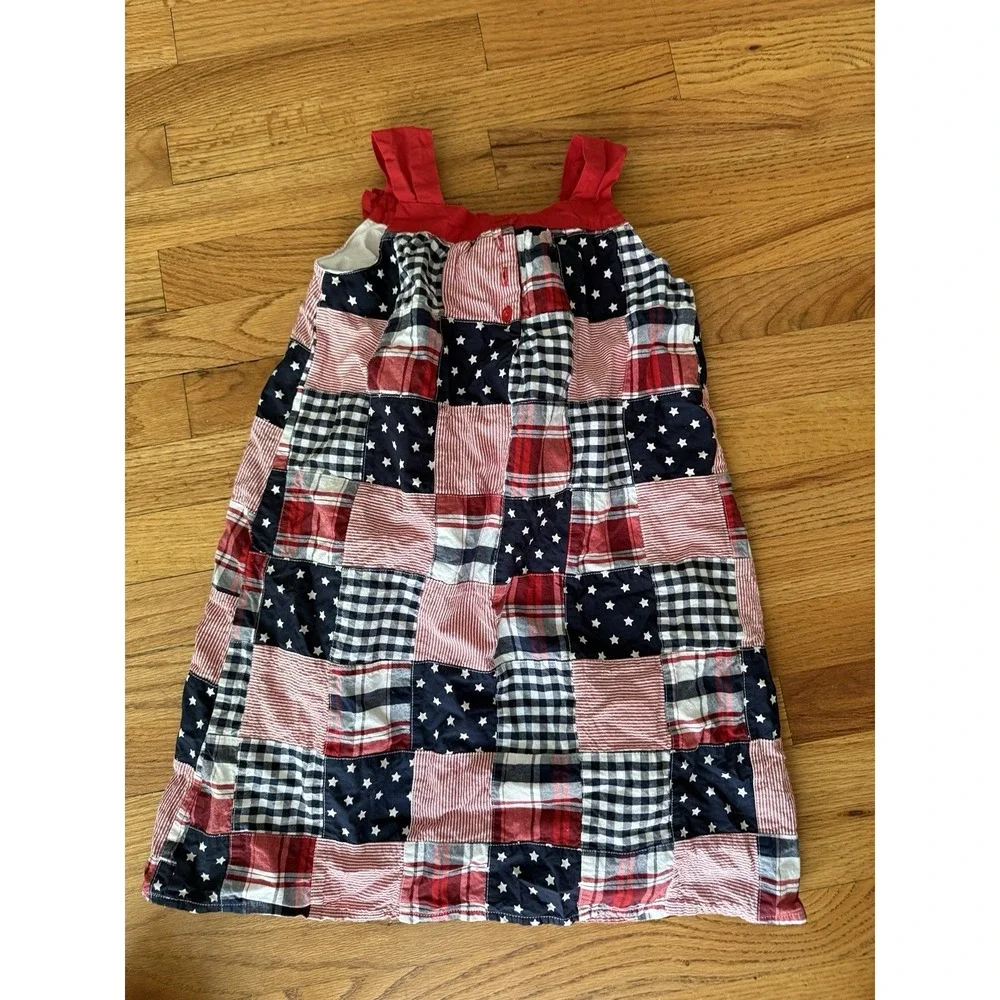 Gymboree Girls 10 American Cutie Plaid Madras Shift‎ Dress Patriotic